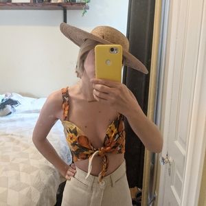 Vintage tie front crop tank